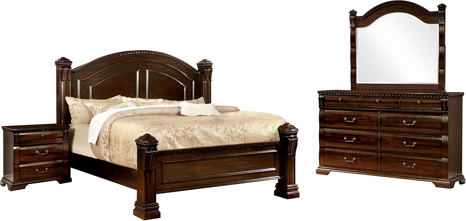 Furniture of America Tay Traditional Cherry 4-Piece Bedroom Set Eastern King