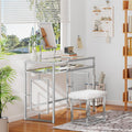 Acme Josh Metal Frame Vanity and Stool in White and Chrome