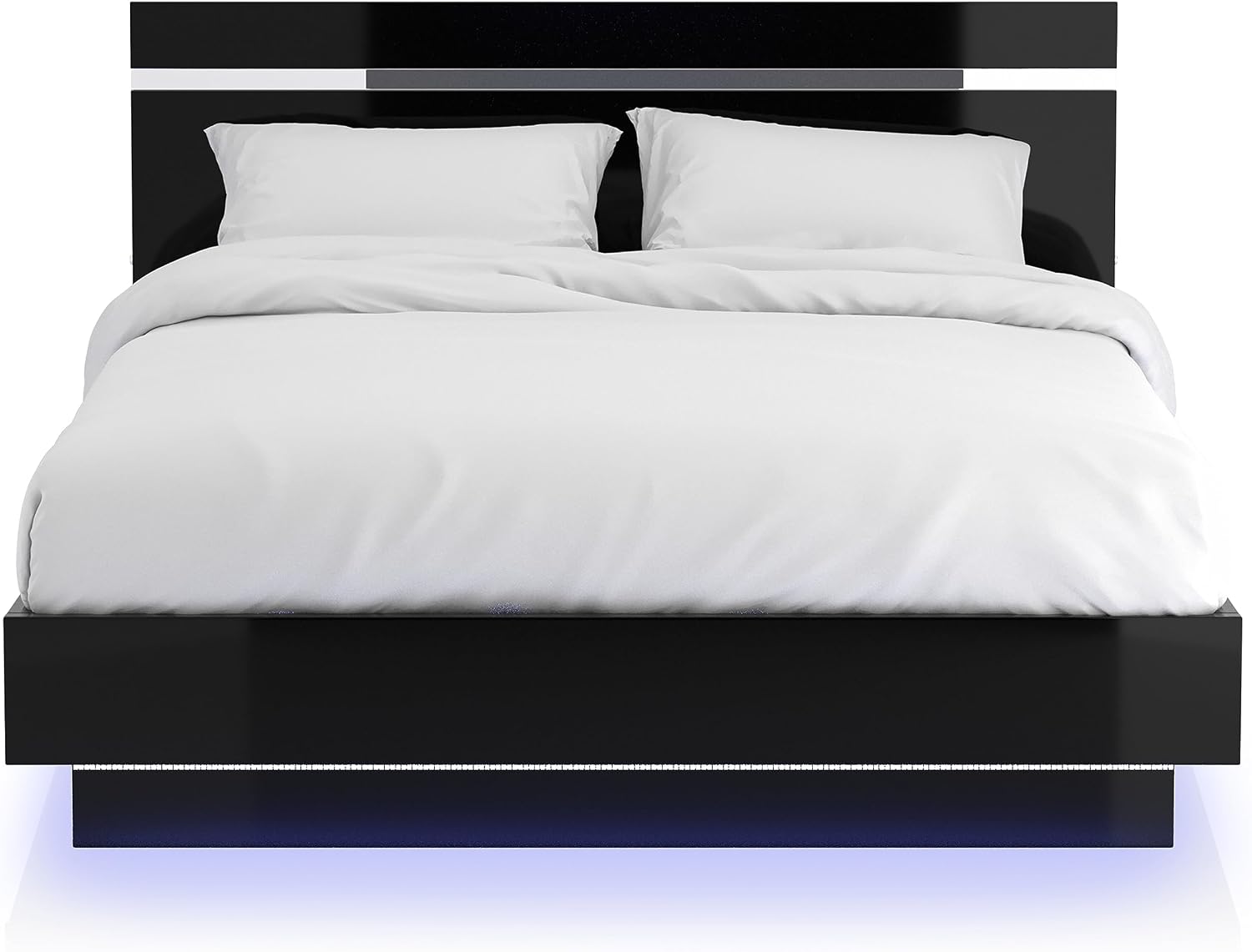 Furniture of America Alexandria Glam Wood 6-Piece Bedroom Set with Embedded LED Light, USB Charger, Felt-Lined Top Drawers, No Box Spring Required for Bedroom, Guest Room Bed, Queen, Black, Chrome