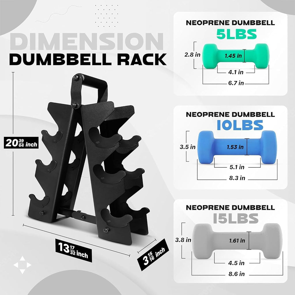 Yes4All Neoprene Coated Dumbbell Hand Weight Sets of 2 - Multiple Weight Options with 15 Colors, Anti-roll, Anti-Slip, Hexagon Shape