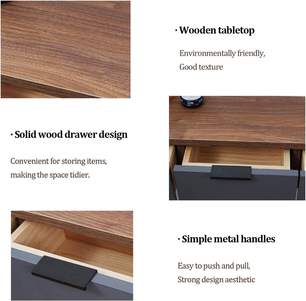 80cm Floating Vanity Makeup Table with 3 Drawers, Wall-Mounted Wood Makeup Desk, Modern Corner Space-Saving Desk or Nightstand, for Bedroom(A)