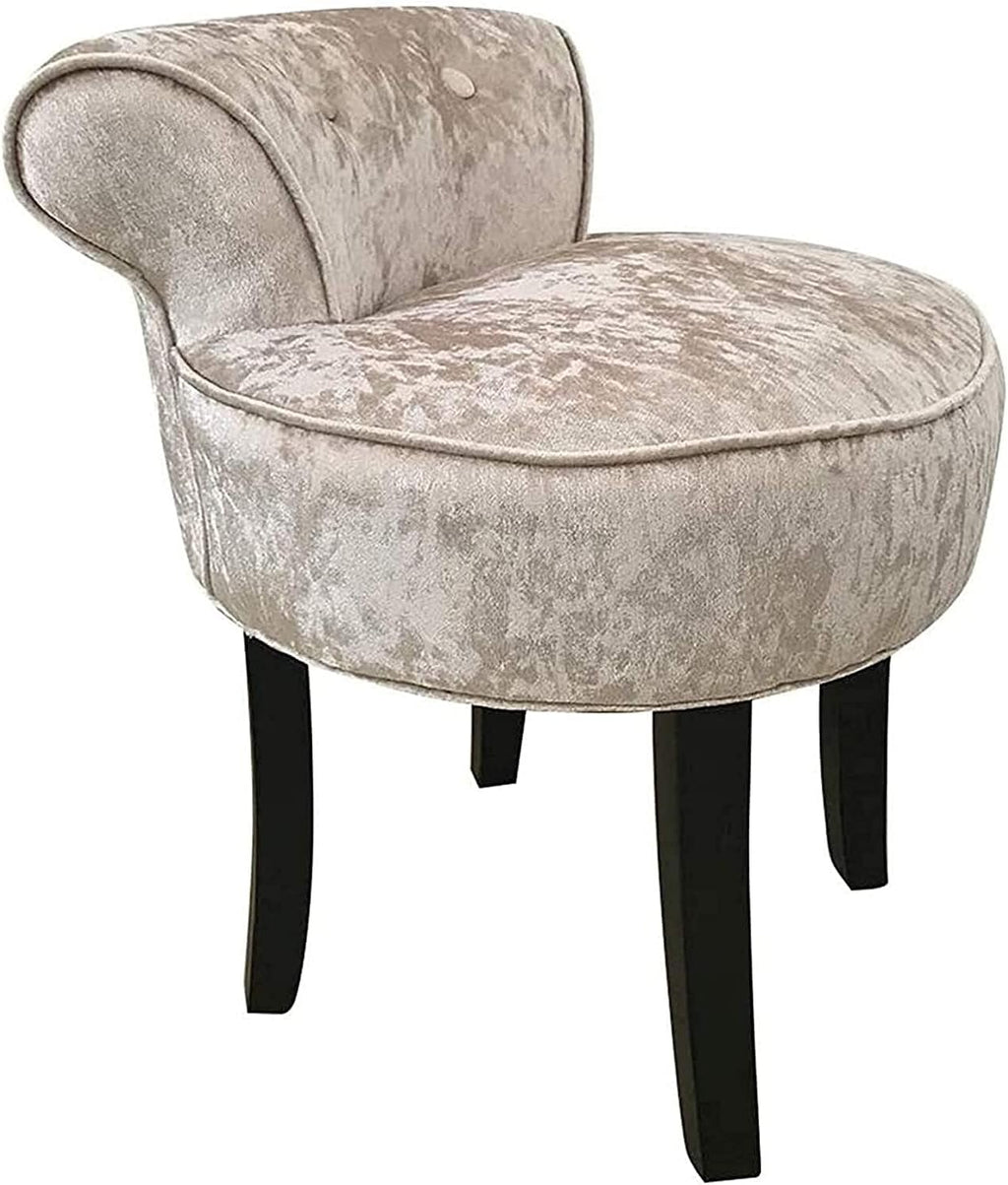 Vanity Stool Makeup Bench Vanity Benches Chair Padded Lounge Makeup Stool Fan Back Dressing Chair Piano Stool Cushioned Stool with Solid Wood Legs, Sitting 44cm / 17.32 Inch (Color : Ice)