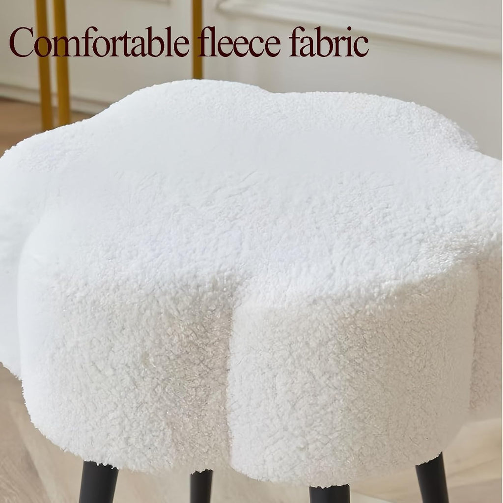 Vanity Stool, Padded Makeup Stool, Features Solid Metal Legs, Ideal for Dressing Corners, Modern Footstool, Easy Assembly(Style 3)