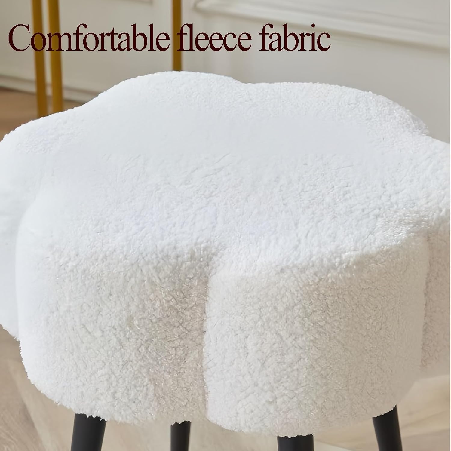 Vanity Stool, Padded Makeup Stool, Features Solid Metal Legs, Ideal for Dressing Corners, Modern Footstool, Easy Assembly(Style 2)