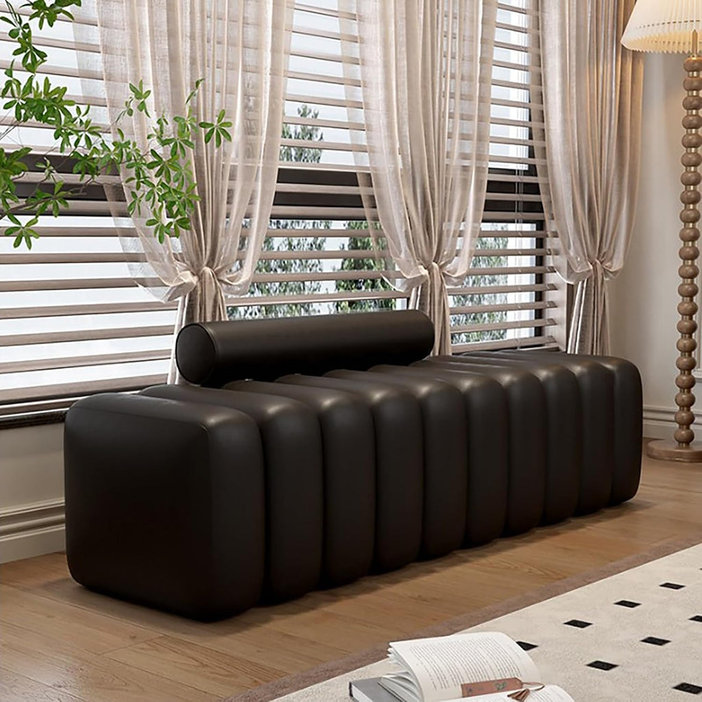 Modern Upholstered End of Bed Bench with Detachable Pillows and Metal Legs, Versatile Ottoman for Living Room, Bedroom, Hallway, and Corner