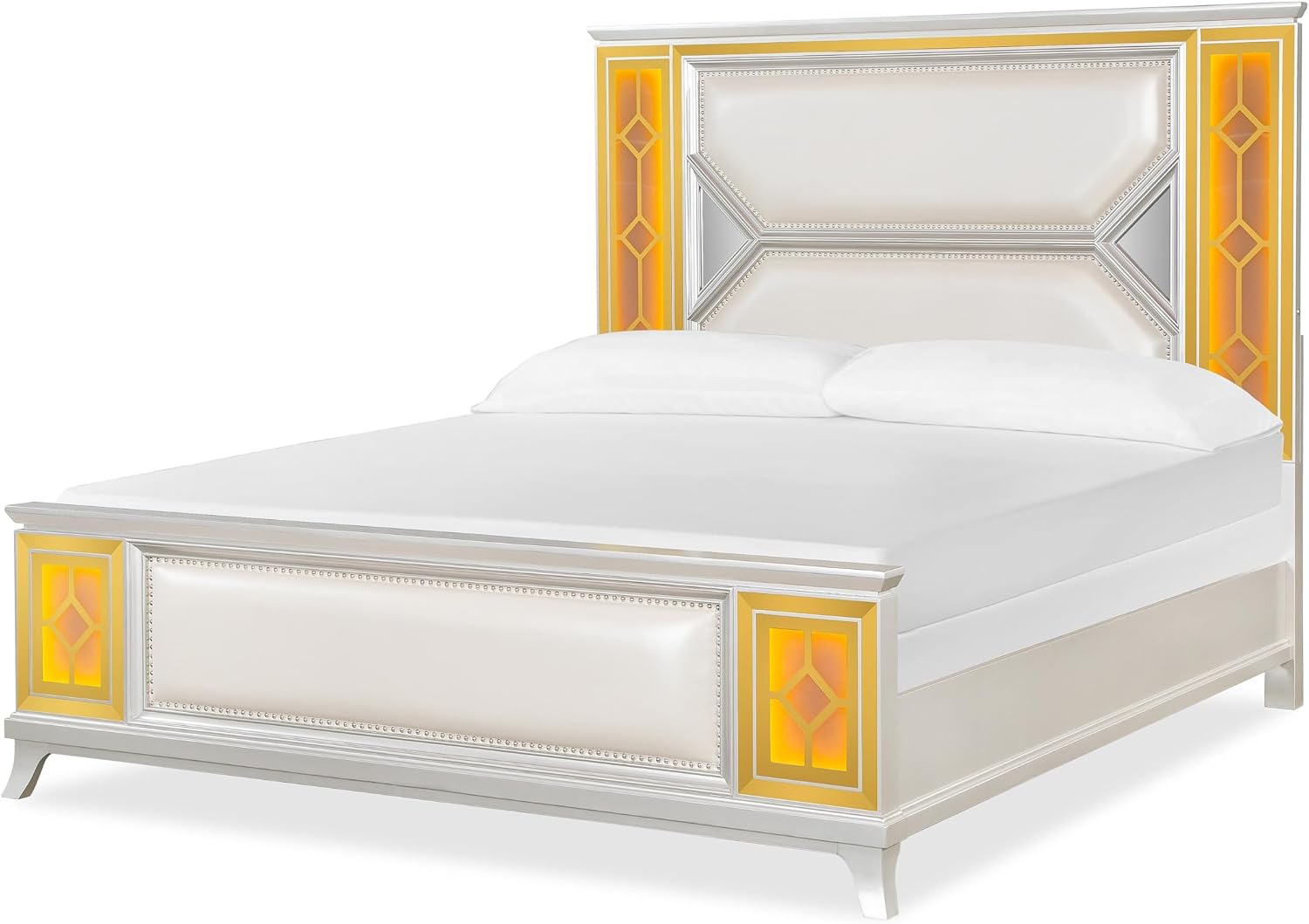 First of a Kind Claire Traditional 4 Piece King Bedroom Set with Upholstered Tufted Headboard Elegant European Inspired Design Coordinated Furniture Collection