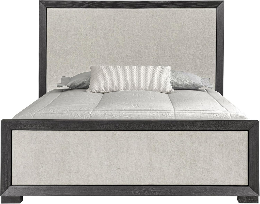 Furniture of America Dannen Modern Solid Wood 3-Piece Bedroom Set with Panel Bed, USB Charger and Felt-Lined Top Drawers on Nightstand, Box Spring Needed, King, Weathered Black