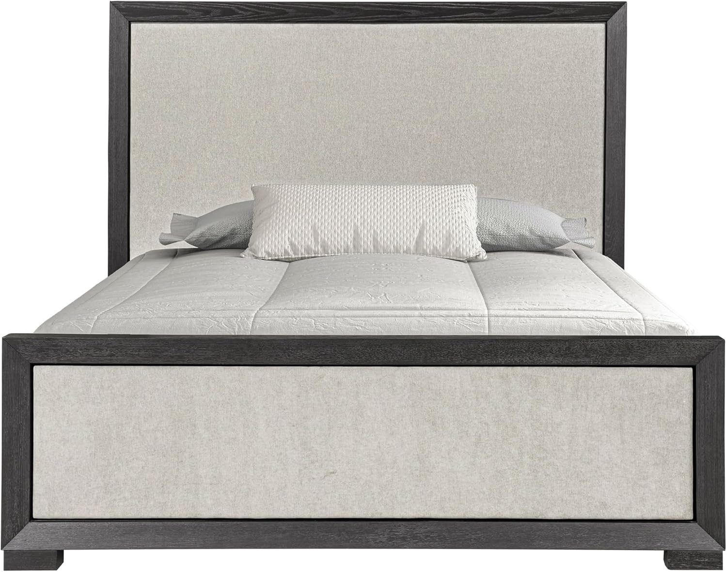 Furniture of America Dannen Modern Solid Wood 3-Piece Bedroom Set with Panel Bed, USB Charger and Felt-Lined Top Drawers on Nightstand, Box Spring Needed, King, Weathered Black