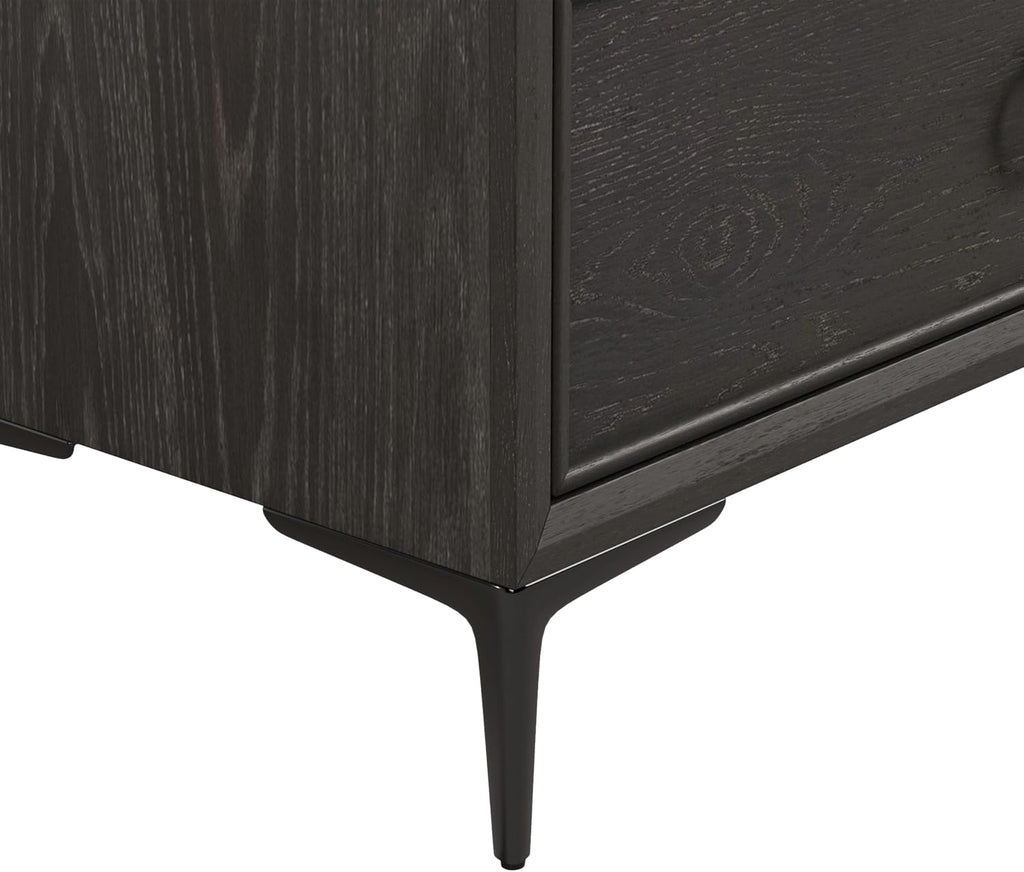 Furniture of America Glint Modern 3-Piece Solid Wood Bedroom Collection with King Bed Frame and USB Charger Nightstands Set of 2, for Home, Guest Room, Box Spring Needed, Espresso