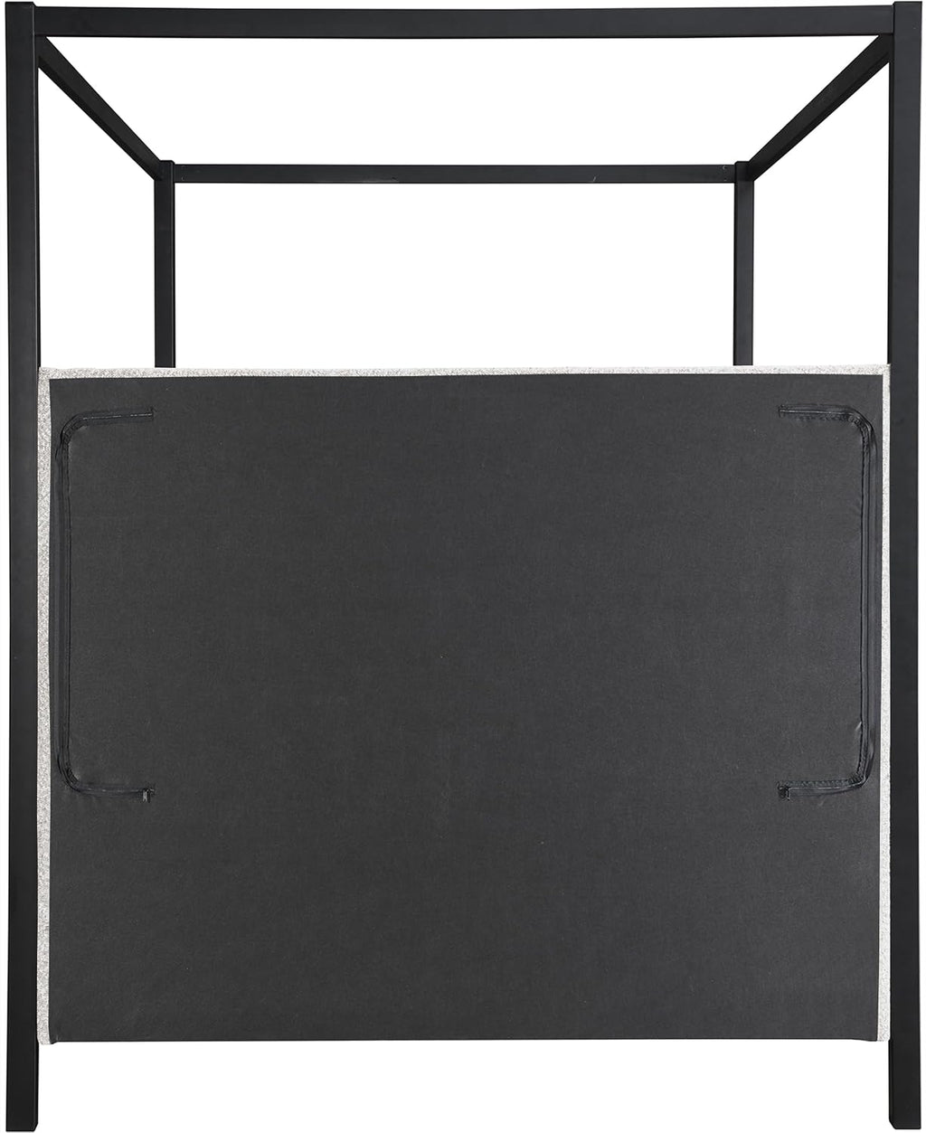 Meridian Furniture KellyCream-F Kelly Collection Modern | Contemporary Full Bed with Rich Cream Boucle Fabric, Matte Black Iron Metal Frame Canopy, 57' W x 80' D x 77' H, Cream, Full
