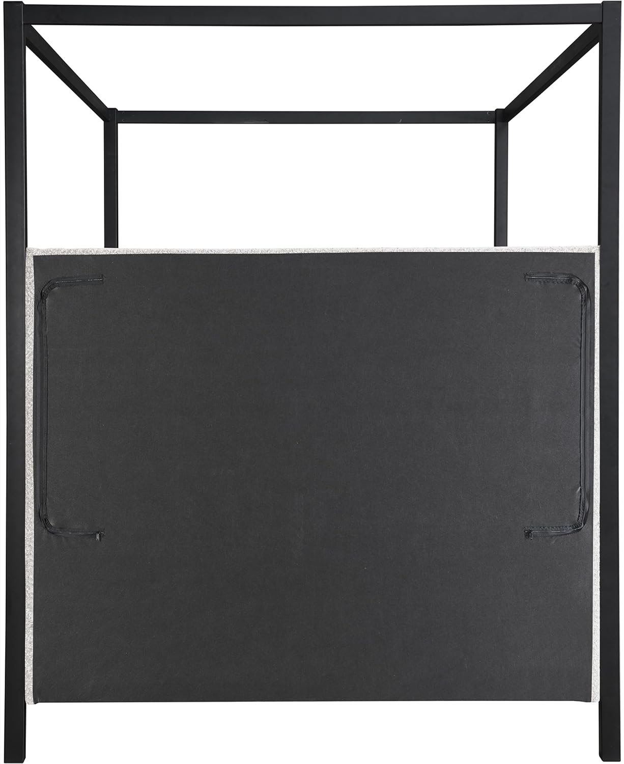 Meridian Furniture KellyCream-F Kelly Collection Modern | Contemporary Full Bed with Rich Cream Boucle Fabric, Matte Black Iron Metal Frame Canopy, 57' W x 80' D x 77' H, Cream, Full