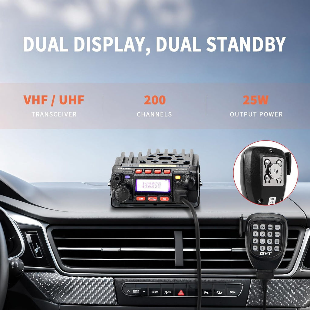 QYT KT-8900 25W GMRS Mobile Radio & Base Station,Long Range Two-Way Radio with NOAA Weather Scan & Alert,SG7200 Dual Band Vehicle Mobile Ham Radio Antenna,144-148MHz/430-440MHz
