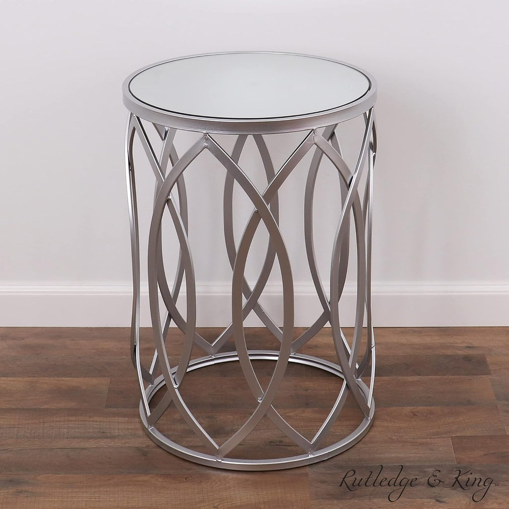 Rutledge & King Silver Nesting Tables - Modern Side Table Set - Mirrored Accent Table Set of 2 End Tables