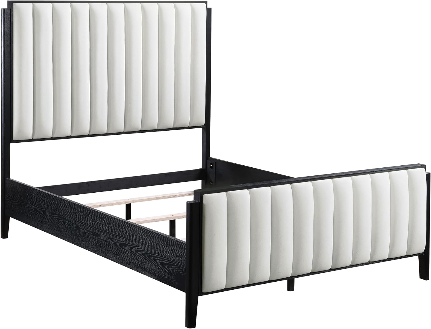 Coaster Home Furnishings Brookmead Transitional 4-Piece Bedroom Set Fabric Upholstered California King Size Panel Bed Frame 60-inch Headboard Black 224710KW-S4