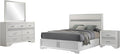 Coaster Home Furnishings Miranda Contemporary 4-Piece Bedroom Set Fabric Upholstered California King Size Panel Bed Frame 54-inch Headboard White 205110KW-S4