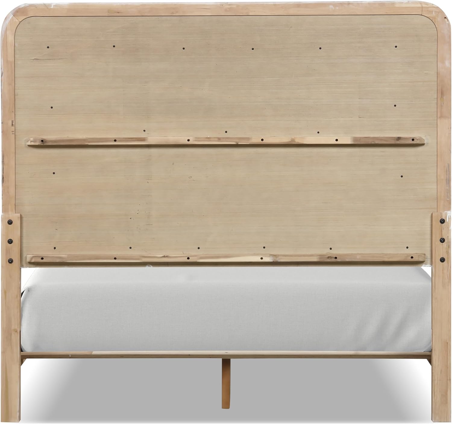 Furniture of America Verena Boho Solid Wood 4-Piece Bedroom Set with Padded Headboard Bed, Metal Side Glide, Finger Pulls on Nightstand and Dresser with Mirror, Box Spring Needed, King, Natural