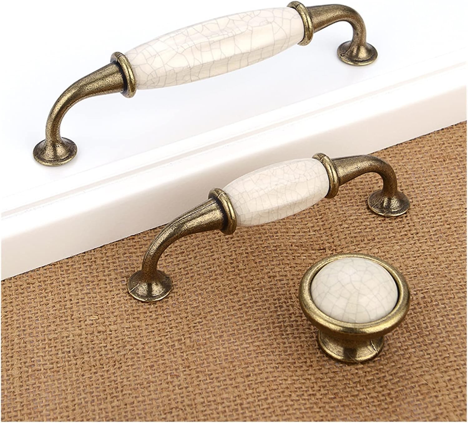 Ceramic Drawer Handles Kitchen Handles Cabinet Knobs and Handles Metal Furniture Handles (Color : Gray, Size : 7.6cm) (Copper 7.6cm)
