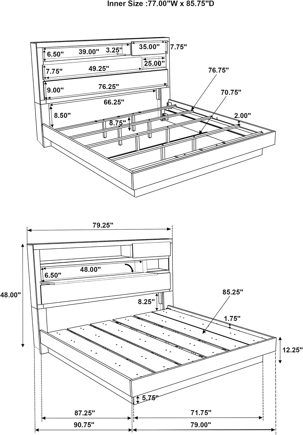 Coaster Home Furnishings Fenwick Not Assigned 4-Piece Bedroom Set California King Size Bookcase Bed Frame 48-inch Headboard Grey Oak/Almond 224981KW-S4