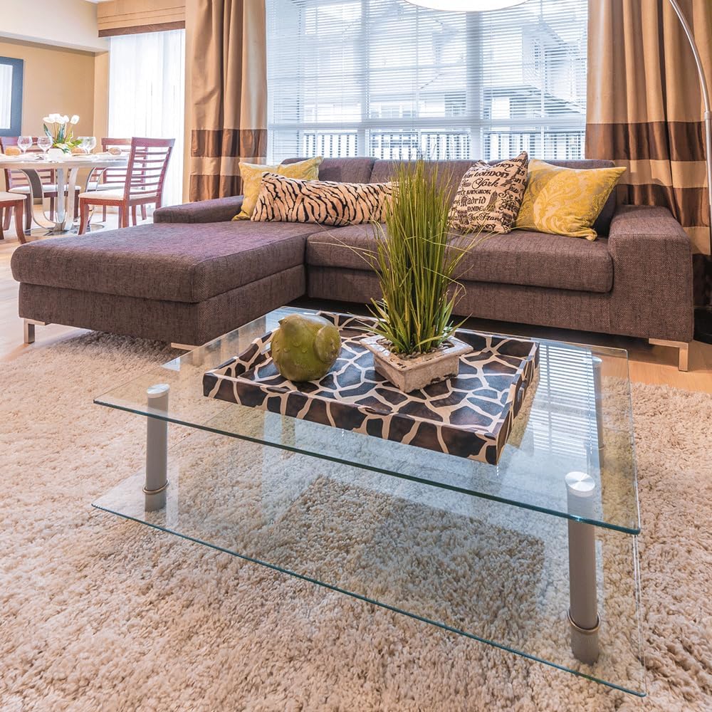 Dulles Glass 30' Square Glass Table Top, 1/4' Thick Clear Tempered Replacement Glass, Flat Polished Edge & Eased Corners for Coffee, Dining, Patio Tables & Furniture Protection