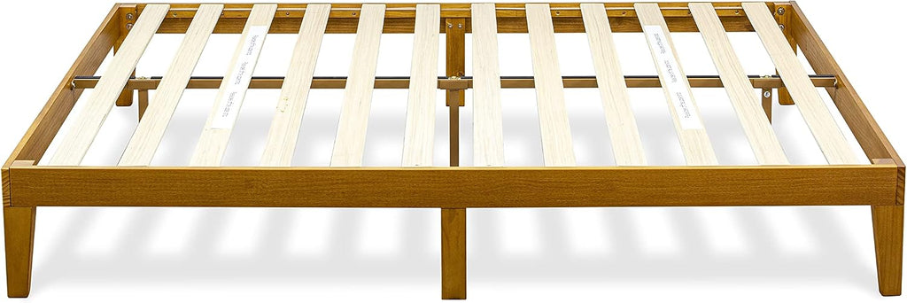 East West Furniture DNP-23-K King Size Platform Bed Frame with 4 Solid Wood Legs and 2 Extra Center Legs - Oak Finish