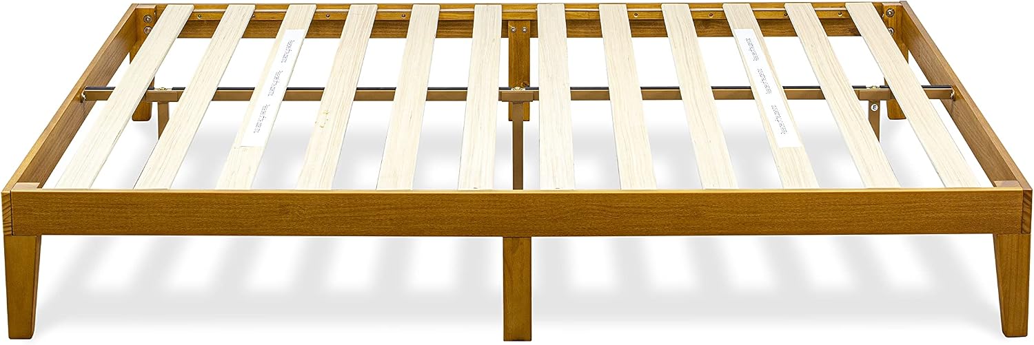 East West Furniture DNP-23-K King Size Platform Bed Frame with 4 Solid Wood Legs and 2 Extra Center Legs - Oak Finish