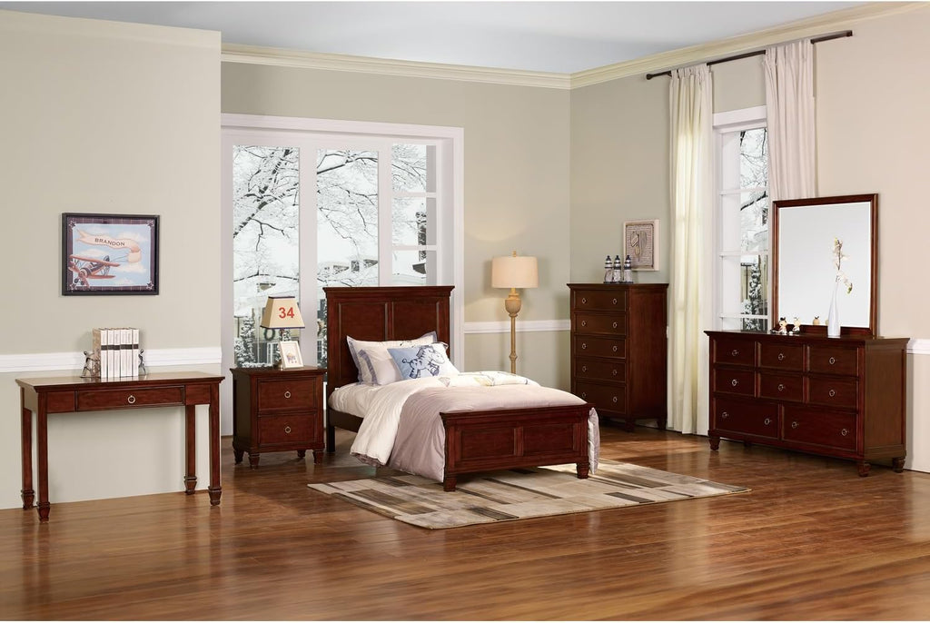 New Classic Furniture Tamarack Wood Twin Bed, Brown Cherry