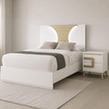Kings Brand Furniture 2-Piece White/Gold Bedroom Set – Queen Size Wood Bed Frame with Nightstand