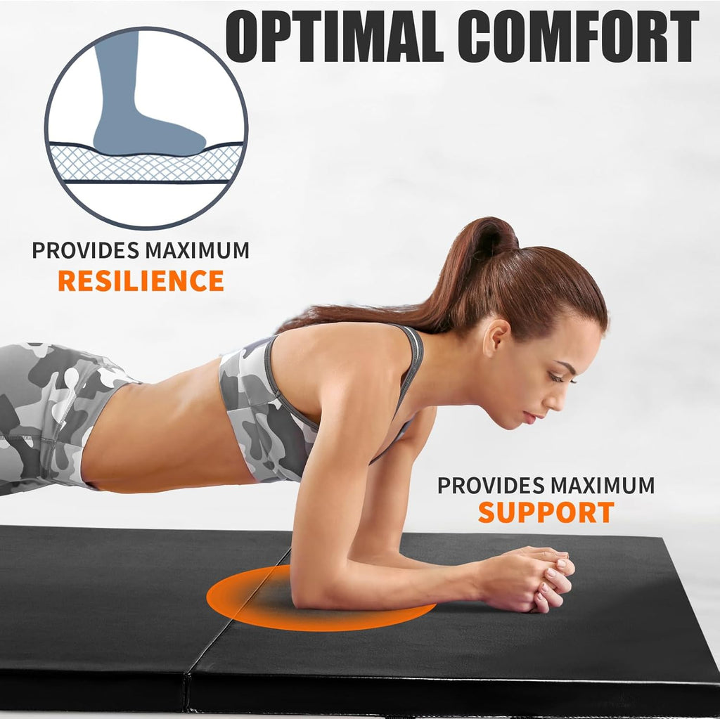 RitFit Upgraded Folding Exercise Mat, 2 Inch Thick Gymnastics Mat 3'x6',4'x8',4x10',2'x8' with Carrying Handles for Yoga, MMA, Stretching, Core Workouts and Home Gym Protective Flooring