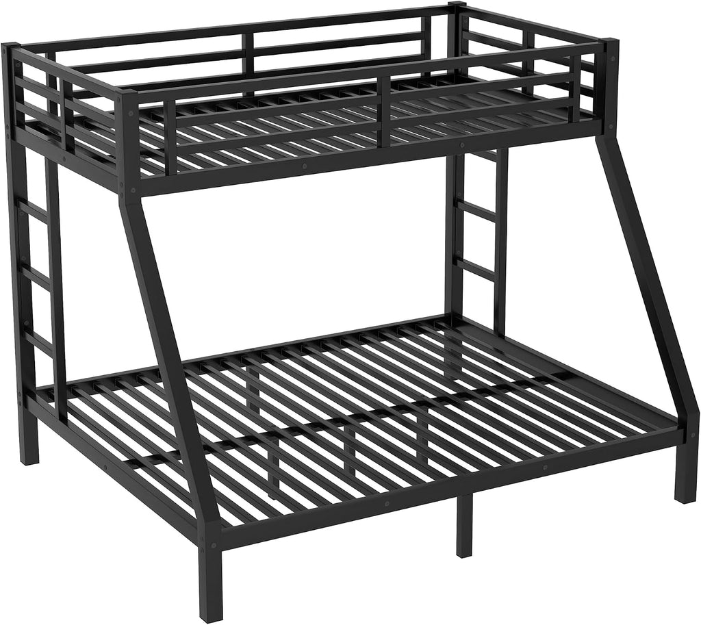 Bellemave Bunk Bed Twin XL Over Queen, Heavy Duty Metal bunk Bed Frame for Adults, Twin XL Queen Bunk Beds, Black