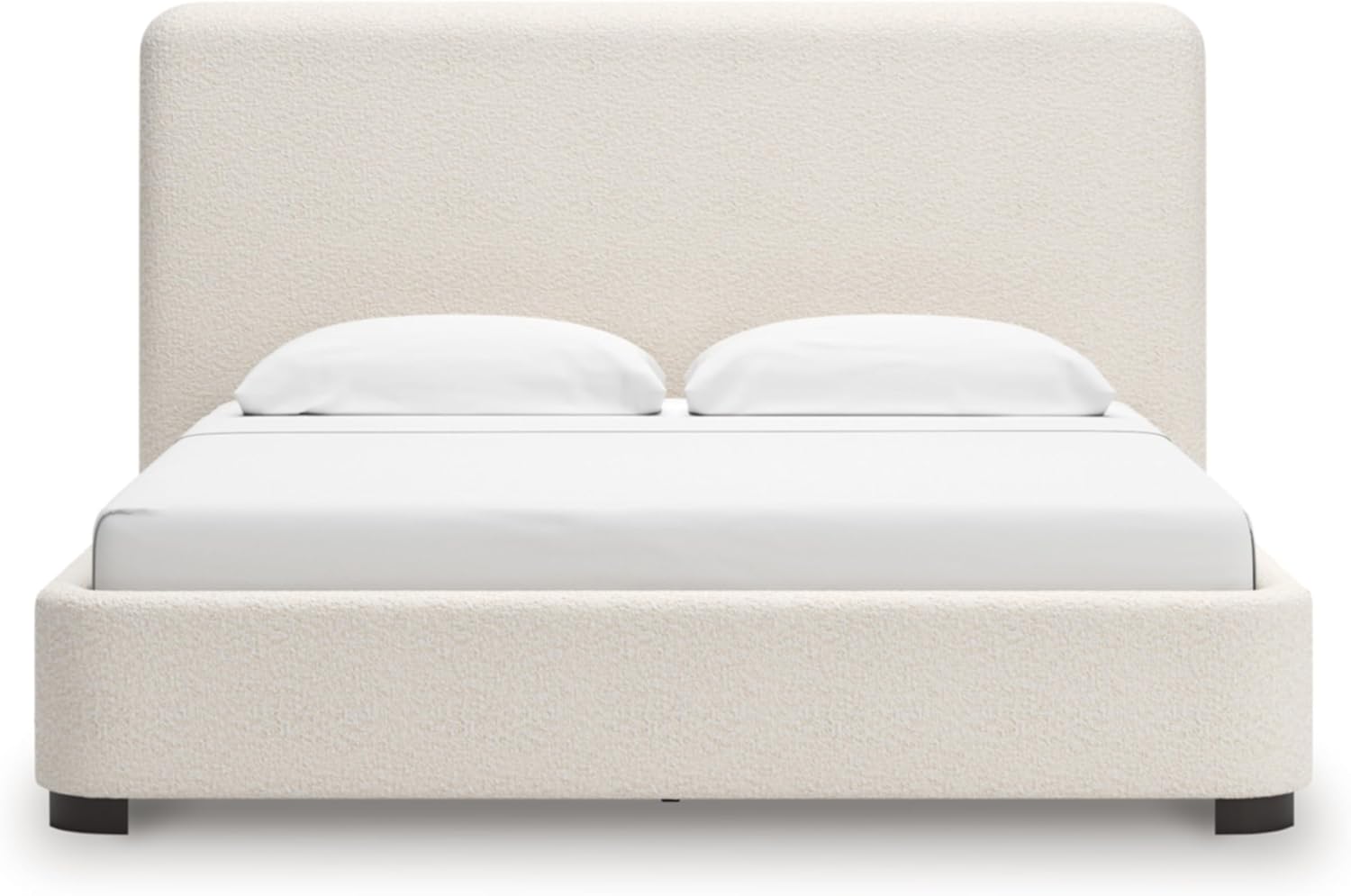 Signature Design by Ashley Whittgate Casual Stain Resistant King Upholstered Panel Bed, Solid Wood Blocking and Reinforced Side Rails for Added Strength, Foundation or Box Spring Needed, Beige