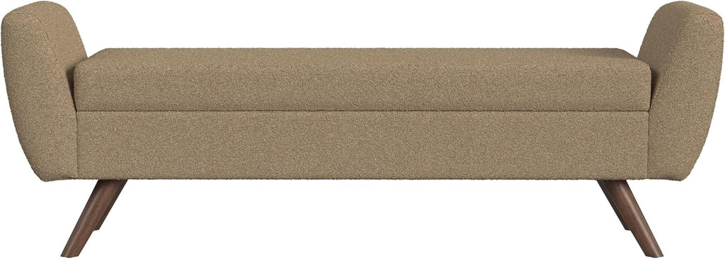 HomePop Modern Storage Bench with Wood Legs |Homepop Home Décor|Bench with Storage for Living Room & Bedroom - Brown