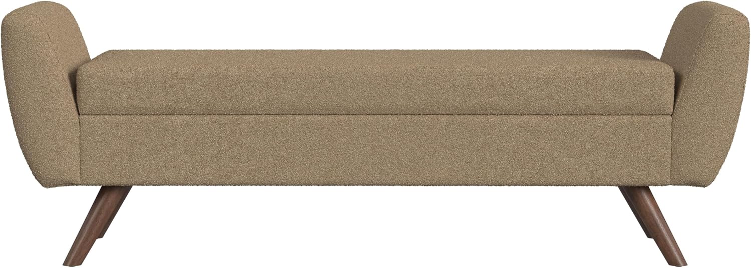 HomePop Modern Storage Bench with Wood Legs |Homepop Home Décor|Bench with Storage for Living Room & Bedroom - Brown
