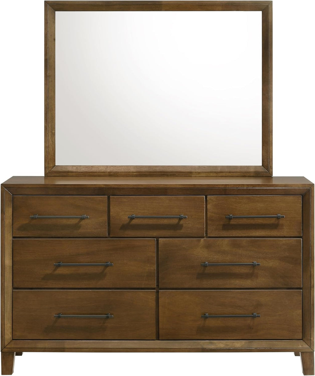 New Classic Furniture Ballard 4-Piece Wood King Bedroom Set with Nightstand, Walnut Brown