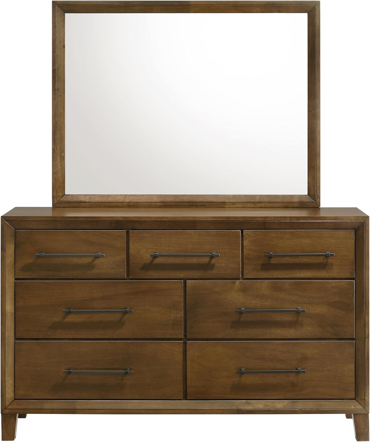 New Classic Furniture Ballard 4-Piece Wood King Bedroom Set with Nightstand, Walnut Brown