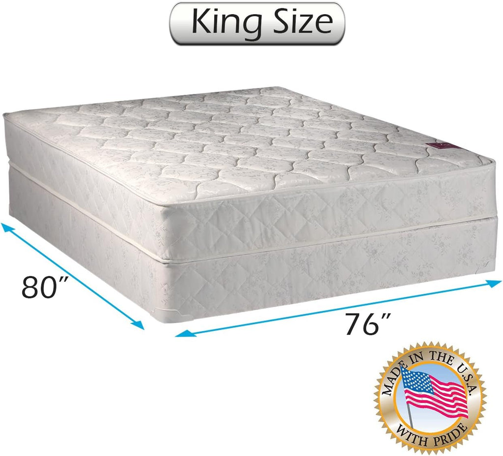 Dream Solutions USA DS USA Legacy Single-Sided Medium Firm King Size Mattress Set with Metal Bed Frame - Spine Support, Orthopedic, Longlasting Comfort and None Flip