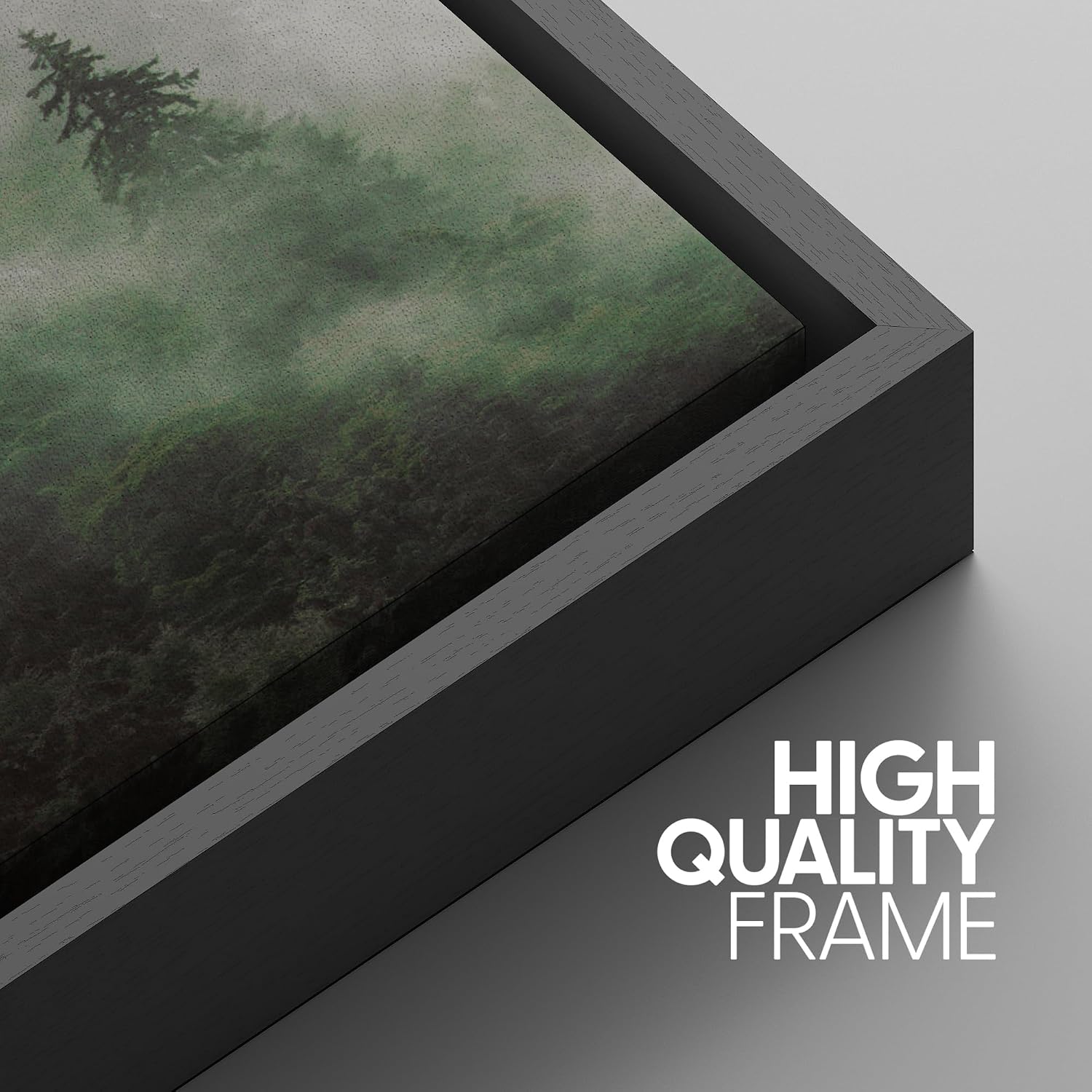 SIGNWIN Framed Canvas Print Wall Art Woodland Nursery Decor Set Fog & Mist Over Green Pine Tree Forest Nature Wilderness Modern Art Chic Landscape for Living Room, Bedroom, Office - 24'x36'x3 Black