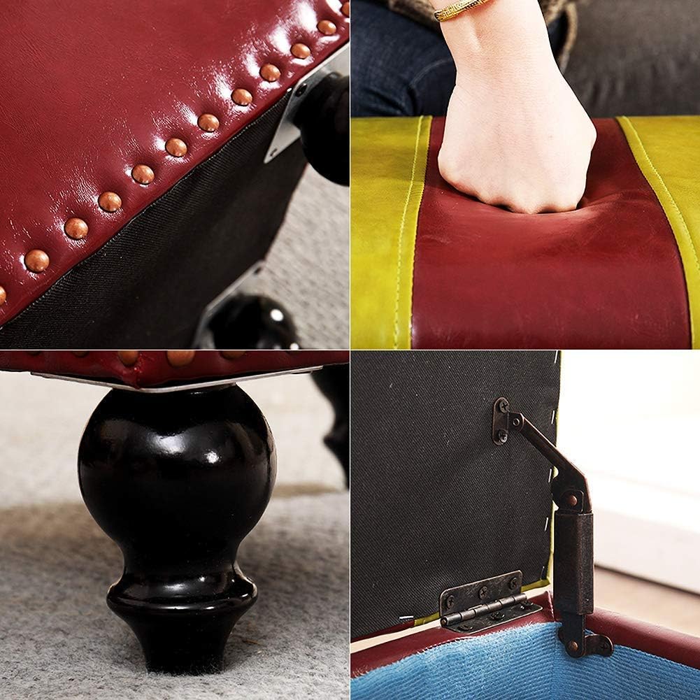 BTZHY Vanity Chair,Cube Faux Leather Storage Ottoman Foot Stool Pouf Bench Seat,Toy Box with Hinge Top Organizer Box Pouf Chest-a 40x34x40cm