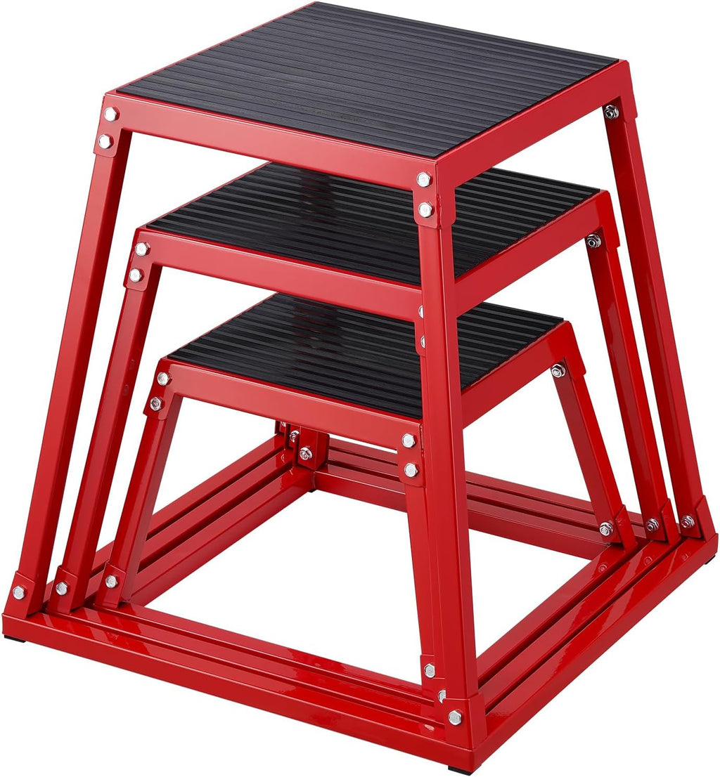 VEVOR Plyometric Jump Box, 18 Inch Plyo Box, Steel Plyometric Platform and Jumping Agility Box, Anti-Slip Fitness Exercise Step Up Box for Home Gym Training, Conditioning Strength Training
