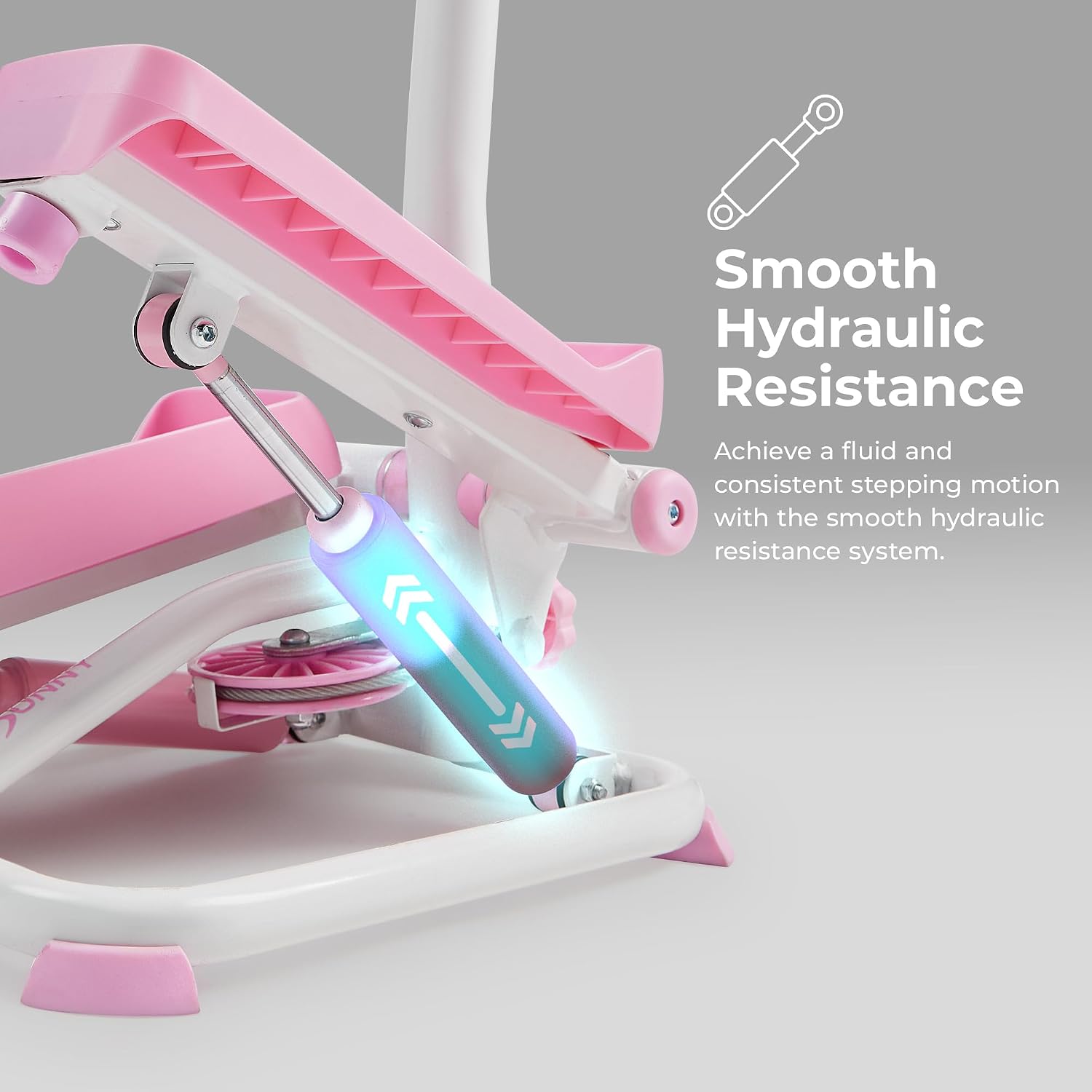 Sunny Health & Fitness Total Body 2-in-1 Smart Stepper Machine for Home with Handlebar and Resistance Bands