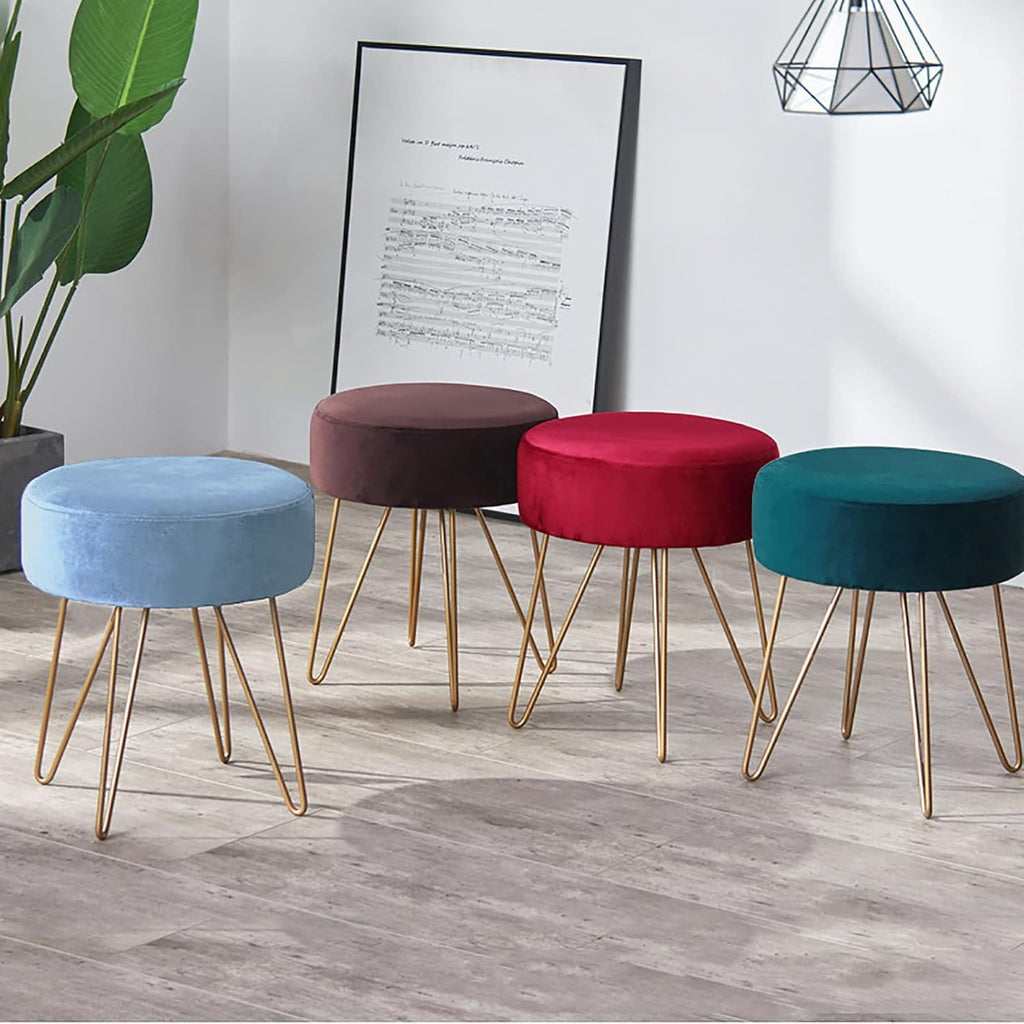 BTZHY Vanity Chair,Velvet Vanity Stool, Vanity Chairs for Makeup Room, Soft Foot Stool with Metal Legs, Makeup Chair for Vanity Bench Ottoman Footrest Vanity Chair for Bedroom, Living Room and Entryw