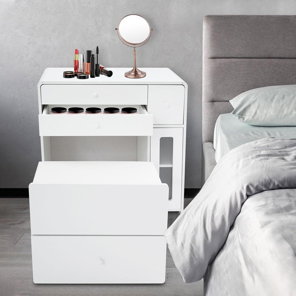 Makeup Vanity Desk, Corner Makeup Table, Makeup Vanity Table for Compact Space Homes, Apartments & Dormitories (31.5 x 15.7 x 30.7)