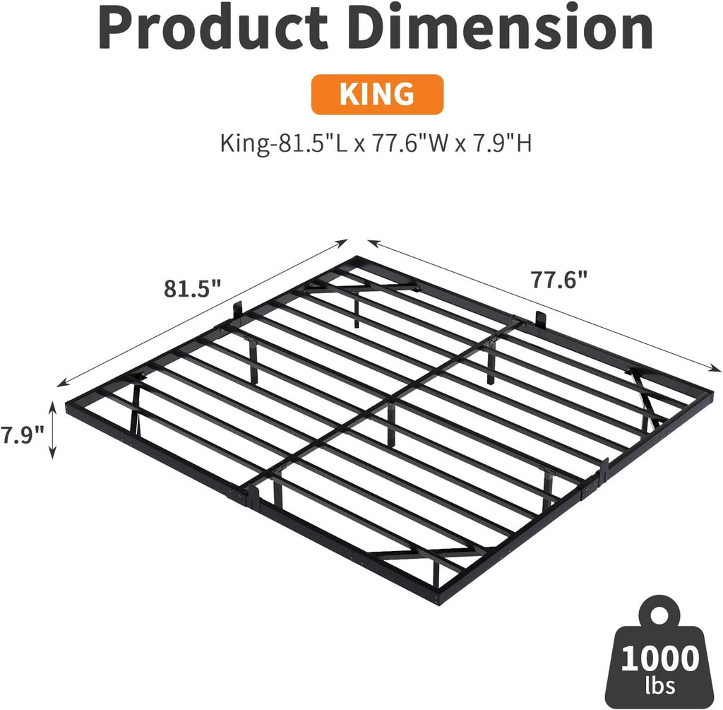 HOMBCK Floating Bed Frame King with LED Lights, Industrial Style Metal Bed Frame, No Box Spring Needed, Easy to Assemble, Noise Free