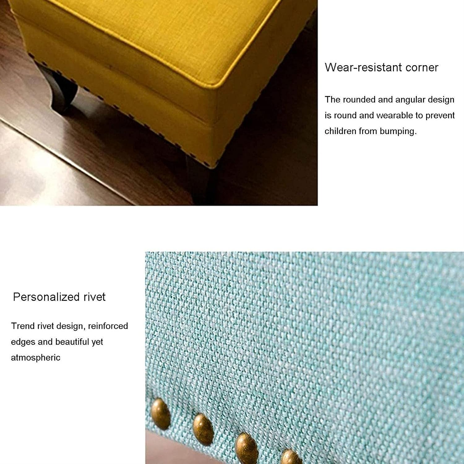 BTZHY Vanity Chair,Foot Stool Ottoman Box Burlap Storage Ottomans Change Shoe Bench Bed End Stool Makeup Stool Seat Bench