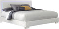 Coaster Home Furnishings Felicity Contemporary 4-Piece Bedroom Set California King Size LED Panel Bed Frame 49-inch Headboard White High Gloss 203500KW-S4