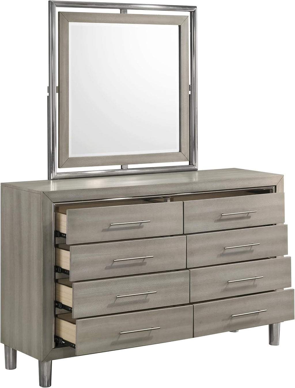 New Classic Furniture Lennox 4Pc Wood Cal King Bedroom Set w Nightstand, Gray