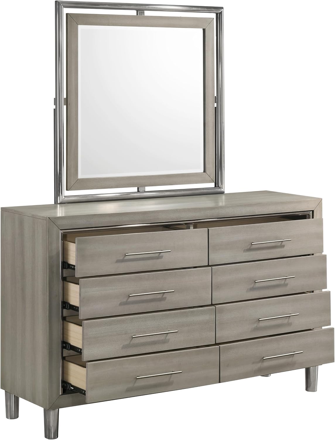 New Classic Furniture Lennox 4Pc Wood Cal King Bedroom Set w Nightstand, Gray