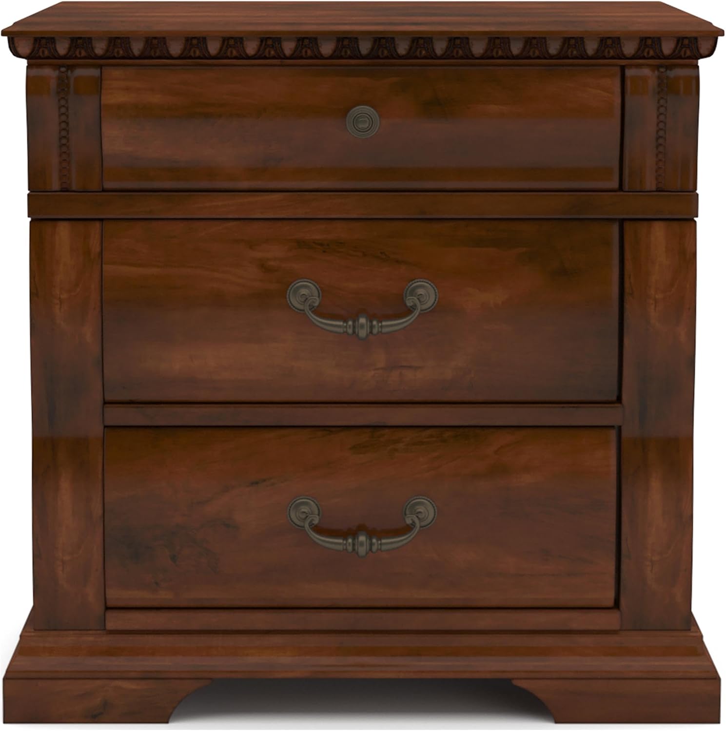 Furniture of America FOA Oulette 2-Piece Cherry Solid Wood Bedroom Set - King + Nightstand