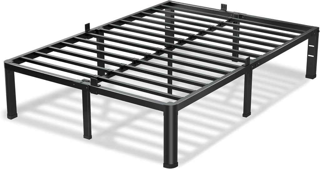 VIPSHOW 12 Inch King Size Bed Frame, 3500Lbs Heavy Duty Metal Platform with Round Corner Legs Mattress Slide Stopper, Steel Slat Support No Box Spring Needed, Noise Free, Non-Slip, Easy Assembly