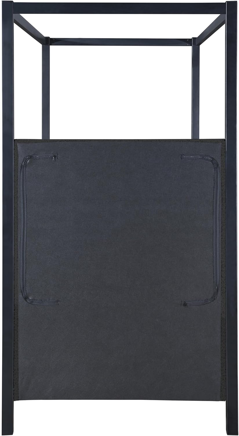 Meridian Furniture KellyBlack-T Kelly Collection Modern | Contemporary Twin Bed with Rich Black Boucle Fabric, Matte Black Iron Metal Frame Canopy, 41' W x 80' D x 77' H, Black, Twin