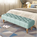 End of Bed Bench Upholstered Bench,Bedroom Bench for End of Bed,Piano Bench Dining Bench Entryway Shoe Bench with Button Tufted Padded Seat for Living Room, Vanity Bench Foot-Stool with Wood Legs Entr